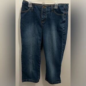 Vintage Route 66 Women's Straight Leg Capri Jeans - Dark Blue